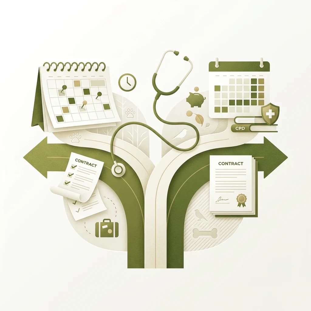 Locum RVN or Permanent Job? Compare the Whole Package illustration for Veterinary Nurse Jobs